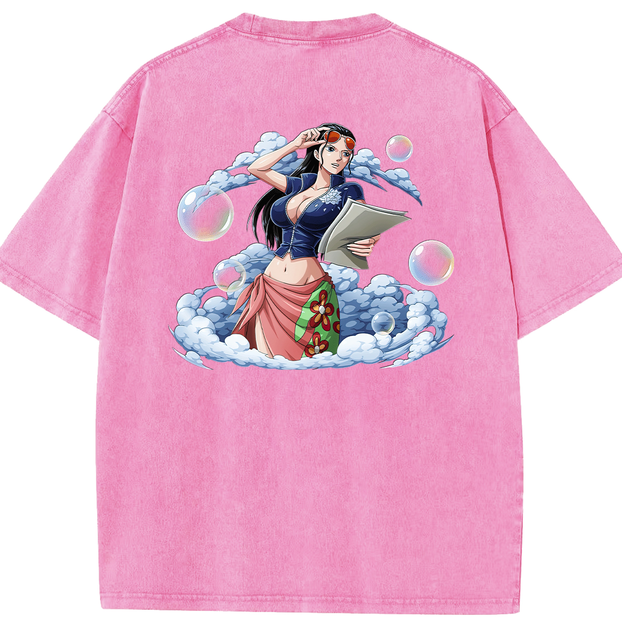 ワンピース ニコ・ロビン ONE PIECE Nico Robin 綿100% ヴィンテージ風 半袖Tシャツ（背面プリント）